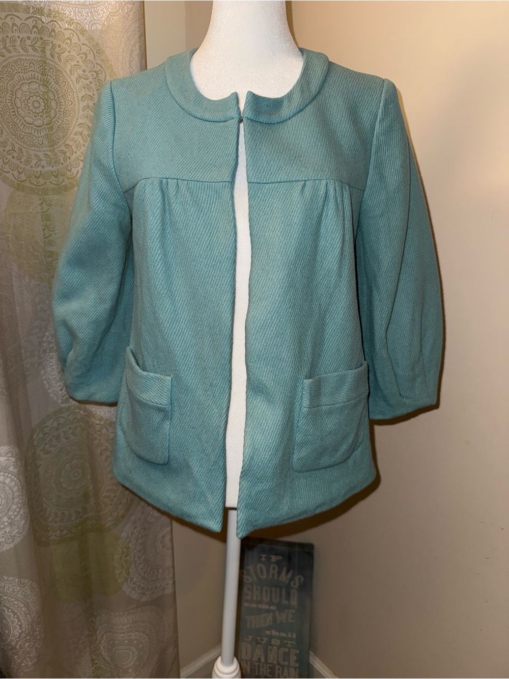 Tabitha Anthropologie women’s peplum wool blend jacket blue Sz 4 layer office
